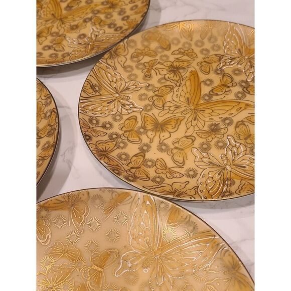 Dorothy C Thorpe VTG Porcelain Salad Plates Gold w/Butterflies- Set of (4) 7.75" - Picture 9 of 15